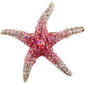 Fashion Color Starfish Inlaid Rhinestones Alloy Brooch Pins Women Girls Accessories