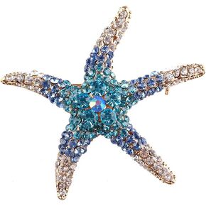 Fashion Color Starfish Inlaid Rhinestones Alloy Brooch Pins Women Girls Accessories in Kuwait
