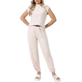 BUENOS NINOS Two Piece Summer Sets, Outfits for Women Sweater Pullover Tops High Waisted Pants Tracksuits Lounge Sets