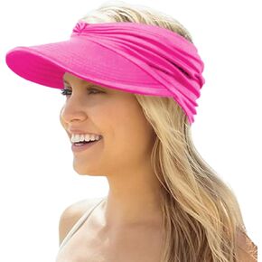 Womens Sun Visor Hat Wide Brim Summer 50+ UV Protection Ponytail Visor Cap for Women Beach Golf Sports