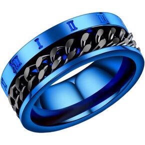 Men's Stainless Steel Rotatable Chain Roman Numerals Ring Band