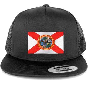 New Florida State Flag Patch 5 Panel Flatbill Snapback Mesh Cap