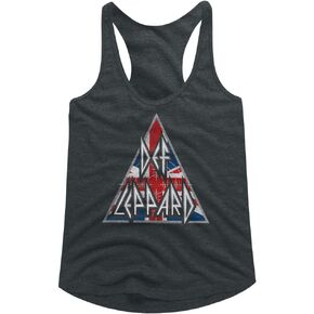Def Leppard 80s Metal Band RockNRoll British Flag Womens Raw Edge Tank Top