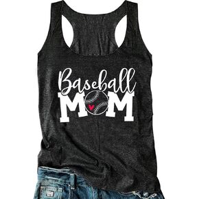 Baseball Mama Racerback Tank Tops for Women Summer Casual Sleeveless T Shirts Funny Mom Graphic Tank Tops Vacation Cami