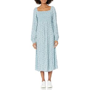 The Drop Women's Karl Long-Sleeve Smocked Bodice Midi Dress