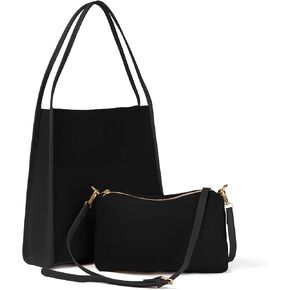 CALUOMATT Tote Bag For Women Leather Satchel Handbag Ladies Big Soft Vintage Trendy Suede Crossbody Bags Purse 2pcs Set in Kuwait