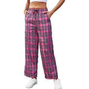 سروال قوطي نسائي منقوش غير رسمي فضفاض عتيق Y2k أكاديمي هاراجوكو ملابس الشارع الشهير بنطال رياضي للركض متقلب in Kuwait