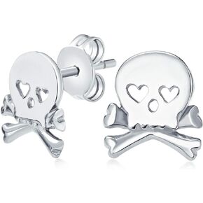 Whimsical Ankle Bracelet Heart Eyes Smiling Caribbean Pirate Charm Crown Crossbones Skull Anklet Dangle Stud Earrings For Women Teens 14K Rose Gold .925 Sterling Silver Adjustable 9 To 10 Inch