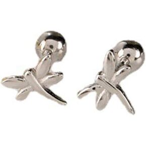 Dainty Dragonfly Small Stud Earrings S925 Sterling Silver Tiny Cartilage Helix Tragus 20g Screw Back Piercing Studs for Women Little Girls Cute Animals Hypoallergenic Sensitive Ears Jewelry