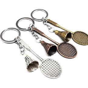 Battledore Badminton Ball Pendant Keyrings Keychain Birthday Christmas Keychain（3PCS）