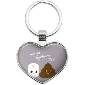 GRAPHICS & MORE Toilet Paper and Poop We Go Together Like Funny Friends Keychain Heart Love Metal Key Chain Ring