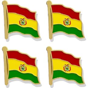 4 Pack Bolivia Flag Lapel Pin - Bolivian Flags Pins Lapel Hat Backpacks Suit Decoration & Men Women Waving Patriotic Enamel Metal Badge Souvenir