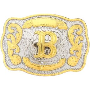 Fashion Cowboy Belt Buckles for Men Initial Letters A to Z Western Belt Buckle,Gold