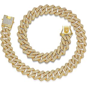 Mens Cuban Link Chain, 20MM Cuban Chain Zinc Alloy AAA+ Rhinestone Necklace for Men Hip Hop Chains