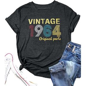 Womens 60th Birthday Shirt Vintage 1964 Tees 60th Birthday Gifts 60 Birthday Graphic Short Sleeves Tee Tops
