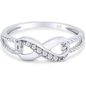 Aria Jewels 14k Gold Plated 925 Sterling Silver Infinity Rope Natural Diamond Ring For Women (0.03 Cttw, I-J Color, I2-I3 Clarity)
