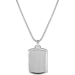Van Heusen Men's Stainless Steel Engravable Dog Tag Pendant with Box Chain Necklace