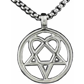 Men's Heartagram Heart Pentagram Pentacle Magic Star Pendant Necklace