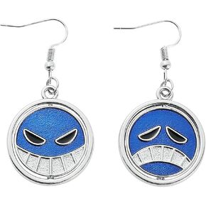 Smiley face earrings Happy Unhappy Stud Earrings Anime Cosplay Earrings for Women Man suitable for Sensitive Ears (Style B)