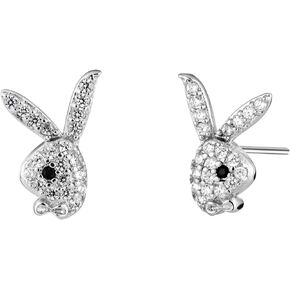 Crystal Playboy Bunny Rabbit Stud Earrings Jewelry & 925 Sterling Silver Back Posts