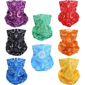 8 Cashew Flower Headband Bandana Balaclava Half Face Mask Shield Head Hair Scarf Neck Gaiter Hat Multipurpose For WoMen Men Breathable Reusable Washable Blue Red Orange Green Yellow Purple