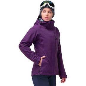 33,000ft Women's Waterproof 3-IN-1 Ski Jacket, Warm Fleece Insulated Winter Snow Coat Windproof Rain Jacket Parka Hiking