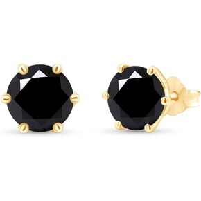 SAVEARTH DIAMONDS Black Moissanite Stud Earrings 2ct 925 Sterling Silver Gold Plated Ear Studs for Women