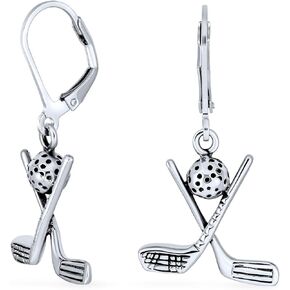 Sport Player Balls Clubs Golf Earrings for Women Dangle Lever Back Studs Oxidized .925 Sterling Silver Golf Jewelry Gifts Female Golfers