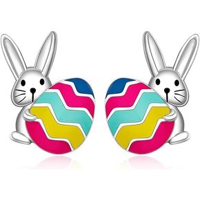 Cute Easter Bunny Earrings for Women,Sparkling CZ Tiny Easter Animal Rabbit Earrings for Teen Girls,Small Animal Easter Stud Earrings Jewelry Gifts