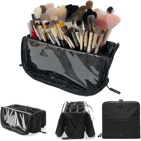 Travel Makeup Brush Case Organizer Stand-up Makeup Brush Bag Brush Holder with Adjustable Dividers, Travel Makeup Brush Stand Portable Foldable Professional Artist Storage Bag Gift(Only Bag) in Saudi Arabia