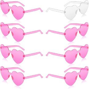 MGupzao 8Packs Bride Sunglasses for Women - Heart BrideTeam Bride Party Supplies Pink and Translucent Bachelorette Party Favors Frameless Glasses Bridesmaid Accessories