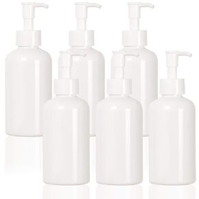 Youngever 6 Pack Plastic Pump Bottles 8 Ounce, Refillable Plastic Pump Bottles with Travel Lock (Black)