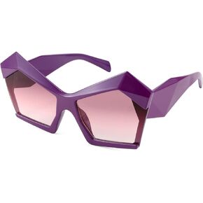 FEISEDY Fashion Oversized Irregular Cat Eye Sunglasses Women Men Retro Gradient Shades Candy Color B2838