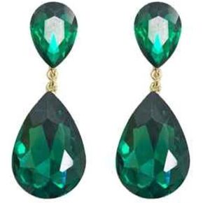 Rosemarie Collections Women's Double Teardrop Glass Crystal Statement Post Drop Dangle Earrings, 2"
