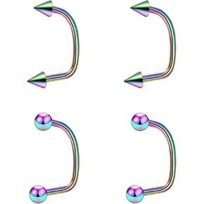 Stuppendux 16G قمم مستديرة ومخروطية من الفولاذ المقاوم للصدأ على شكل حرف U متعددة الوظائف حلقات الشفاه حلقات الأذن الأنف ترصيع أقراط الغضروف مسامير ثقب المجوهرات للنساء والرجال in Kuwait