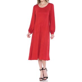 iconic luxe Women's Bishop Sleeve Midi Dress