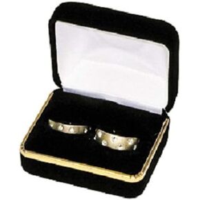 Elegant Black Velvet Earring Pendant Studs Jewelry Gift Box with Brass Trim White Satin and Black Velvet Lined Inside the Box with Metal Hinge (SE3-BLACK)