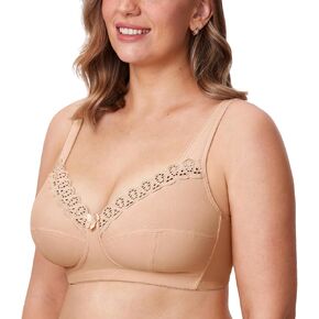 DELIMIRA Women's Wireless Plus Size Comfort Cotton Full Coverage Unlined Bra