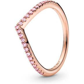 Pandora Wish Sparkling Pink Ring - Simple Rose Gold Ring for Women - Layering or Stackable Ring - Gift for Her - 14k Rose Gold with Pink Cubic Zirconia - With Gift Box