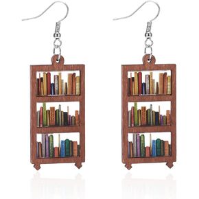 Book Earrings for Women Book Shelf Earrinfs for For Book Lovers Gifts for Book Lovers Women Bookshelf Acrylic Dangle Earrings