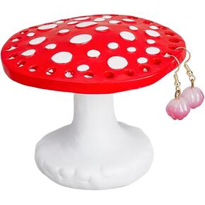 SUPERFINDINGS Pink 26 Holes Mushroom Earring Display Holder Resin Earring Stands Art Decorative Earring Rack Cute Jewelry Holder for Organizing Ear Studs Home Decor Hole: 4.5mm