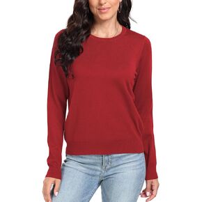 YUNDAI Women Long Sleeve Sweaters Oversized Crew Neck Knitted Solid Color Loose Pullover Sweaters Tops for Winter