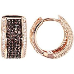 Brandy Diamondorables 18K Rose Gold Silver Chocolate Brown Lovely Hoop Style Earrings 1 Ctw.