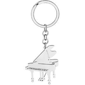 LONYOO Stainless Steel Piano Keychain Car Key Handbag Keyring Instrument Gifts for Women Girls Music Lovers