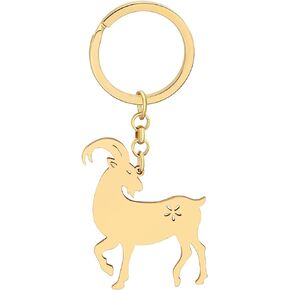 Novelty Cute Goat Keychain Stainless Steel Sheep Gifts for Women Girls Charms Car Key Wallet Keyring Accessories
