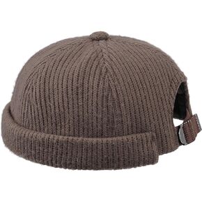 CLAPE محبوك قبعة دوكر الرجعية Brimless قبعة صياد قبعة Skullcap توالت صفعة ميناء قبعة ليون قبعة لخريف شتاء