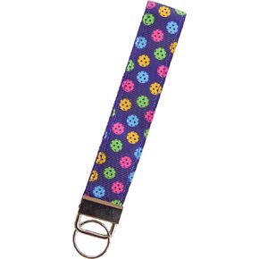 Pickleball Keychain Wristlet Bracelet, 100% Fabric Wrist Lanyard Key Chain Women