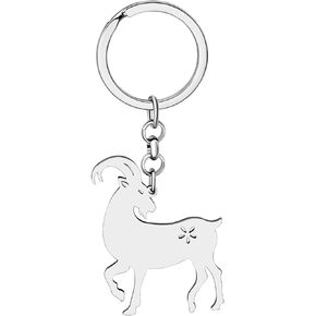 Novelty Cute Goat Keychain Stainless Steel Sheep Gifts for Women Girls Charms Car Key Wallet Keyring Accessories
