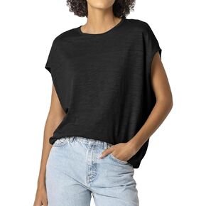 Tankaneo Womens Oversized Shirts Casual Short Sleeve Crewneck Basic Tee Tops