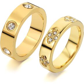 3PCS Love Friendship Good Luck Gold Rings For Women Cubic Zirconia Jewelry Stainless Steel Gold Rings Sets For Festival Gifts